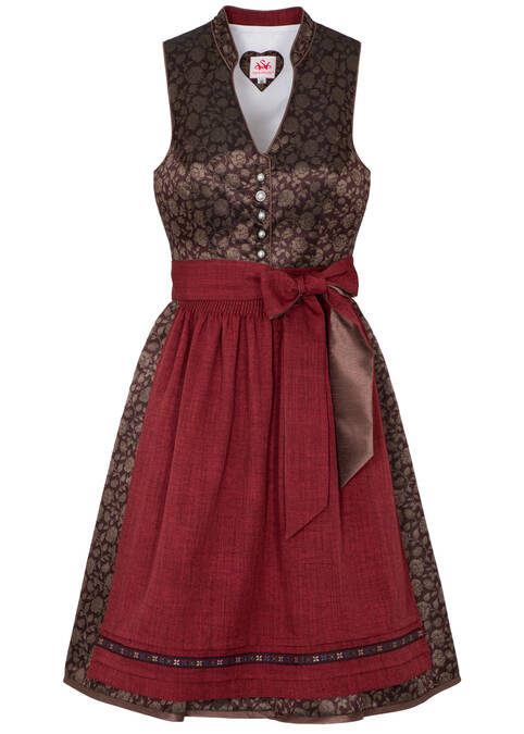 Dirndl Werny Midi Braun Rot