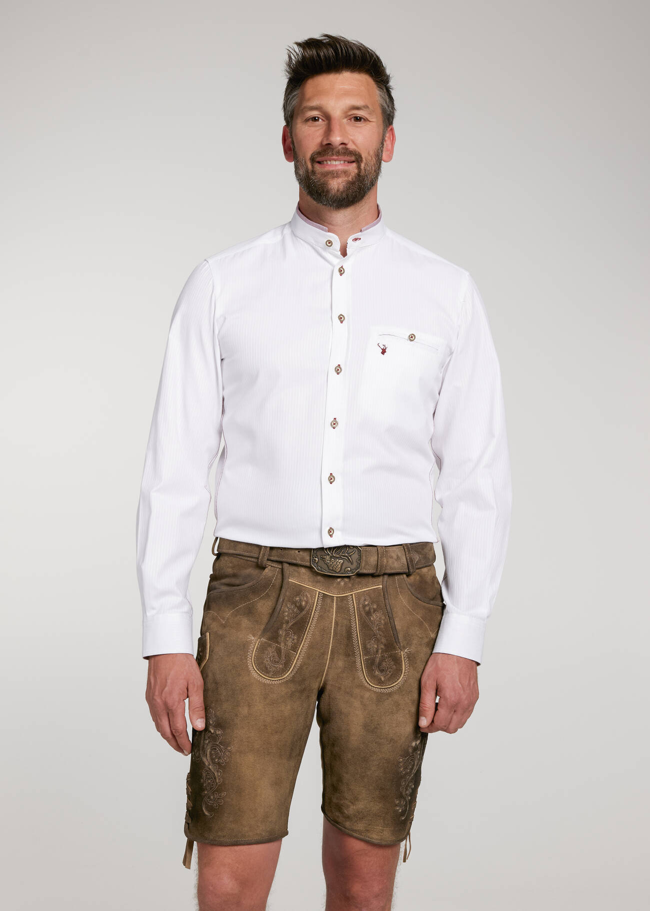 Trachtenhemd West Weiss/Rot