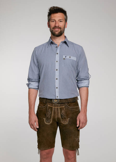 Trachtenhemd Dorf Blau